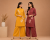 Maroon Floral Printed Cotton Blend Co-Ord Set for Women