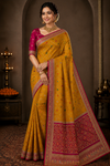 Rani Pink Silk Blend Saree with Designer Zari Border & Rich Woven Pallu