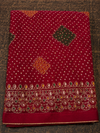 Maroon Bandhani Printed Saree with Elegant Border Design  Description: