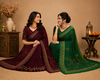 Royal Bandhani Wine Colour Saree with Designer Embroidered Pallu