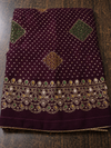 Royal Bandhani Wine Colour Saree with Designer Embroidered Pallu