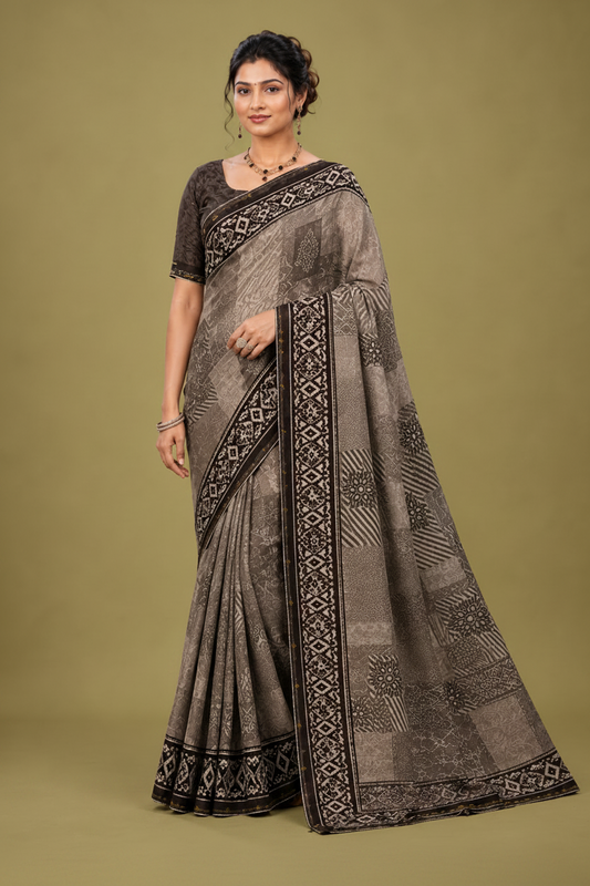 Lavender Elegance Printed Saree