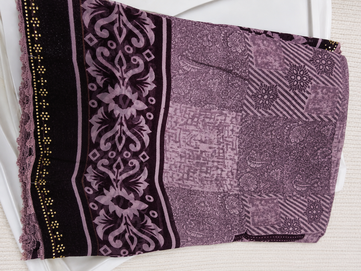 Lavender Elegance Printed Saree