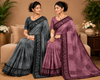 Dusty Rose Printed Saree with Deep Wine Border