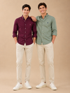 Wine Casual Full Sleeve Shirt for Men