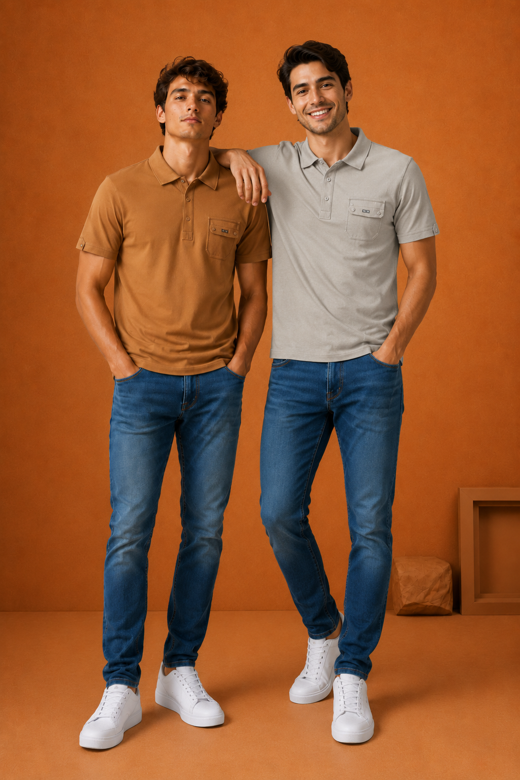 Men's Camel Brown Polo T-Shirt