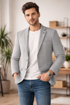 Men’s Light Grey Textured Casual Blazer