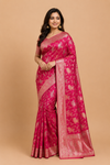 Royal Violet Peacock Zari Silk Saree