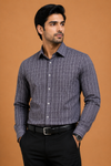 Men’s Charcoal Grey Checked Formal Shirt