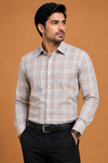 Men’s Beige Checks Premium Formal Shirt