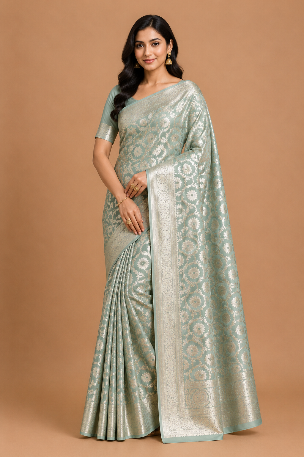 Sky Blue Silver Zari Woven Banarasi Silk Saree