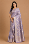 Sky Blue Silver Zari Woven Banarasi Silk Saree