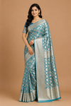Sky Blue Silver Zari Woven Banarasi Silk Saree