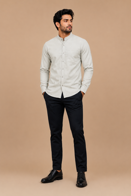 Premium Lavender Stand Collar Formal Shirt for Men