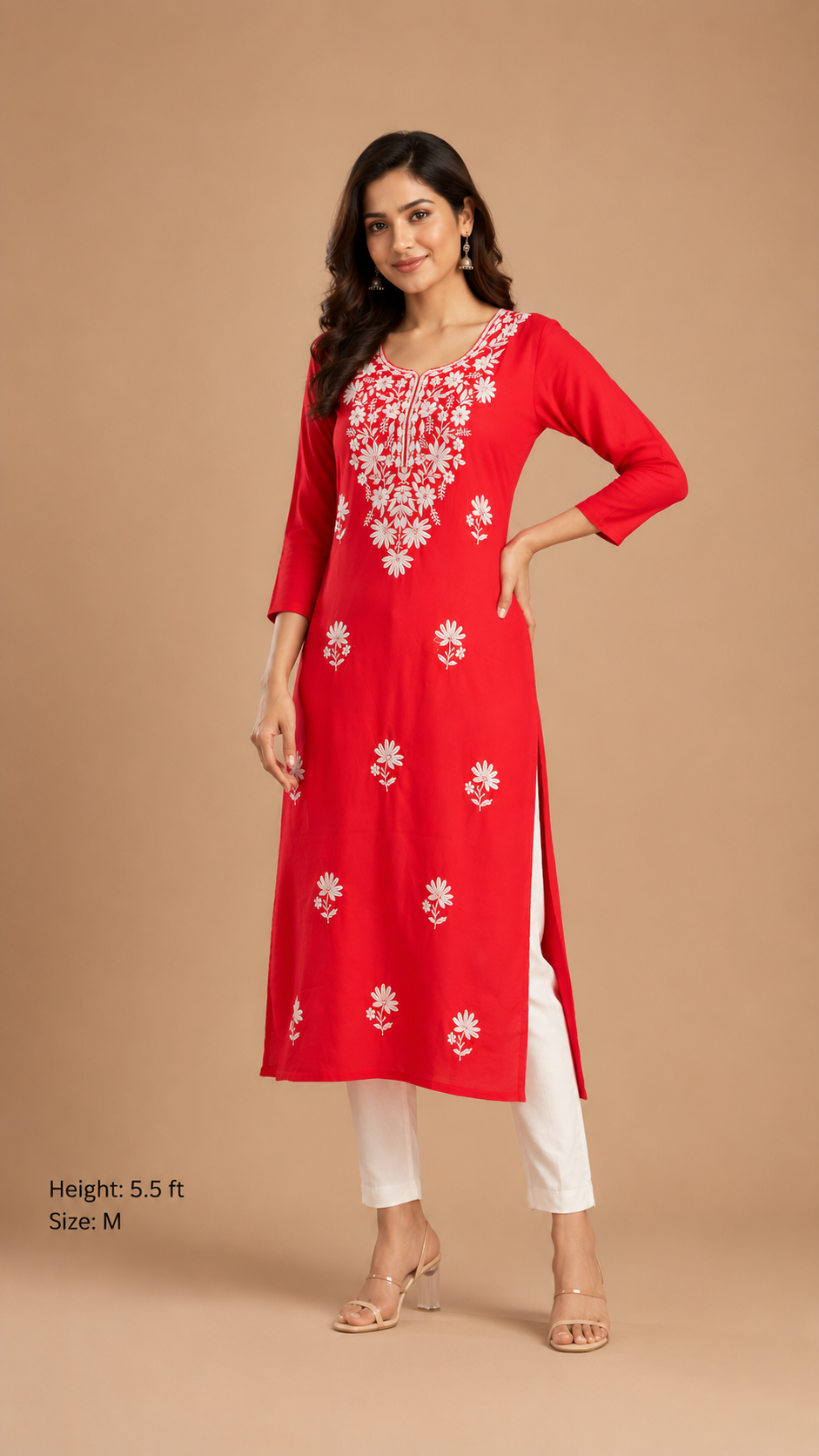 Women’s Maroon Floral Printed Straight Kurti