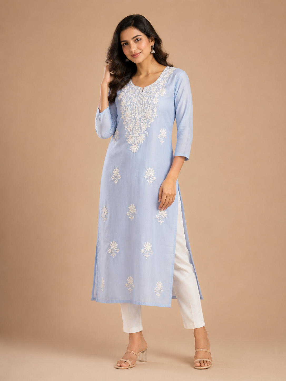 Women’s Maroon Floral Printed Straight Kurti