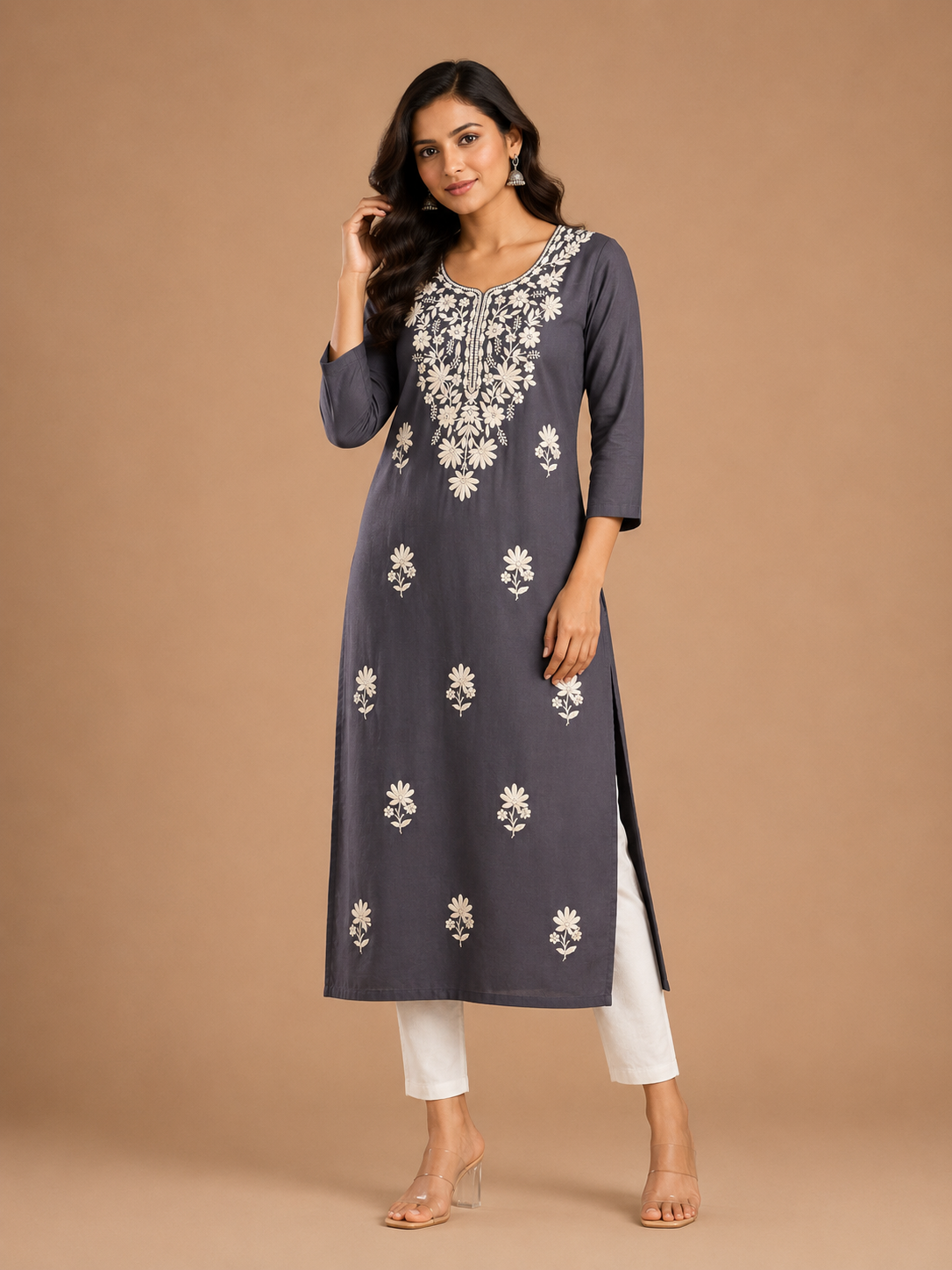 Women’s Mustard Yellow Floral Printed Straight Kurti