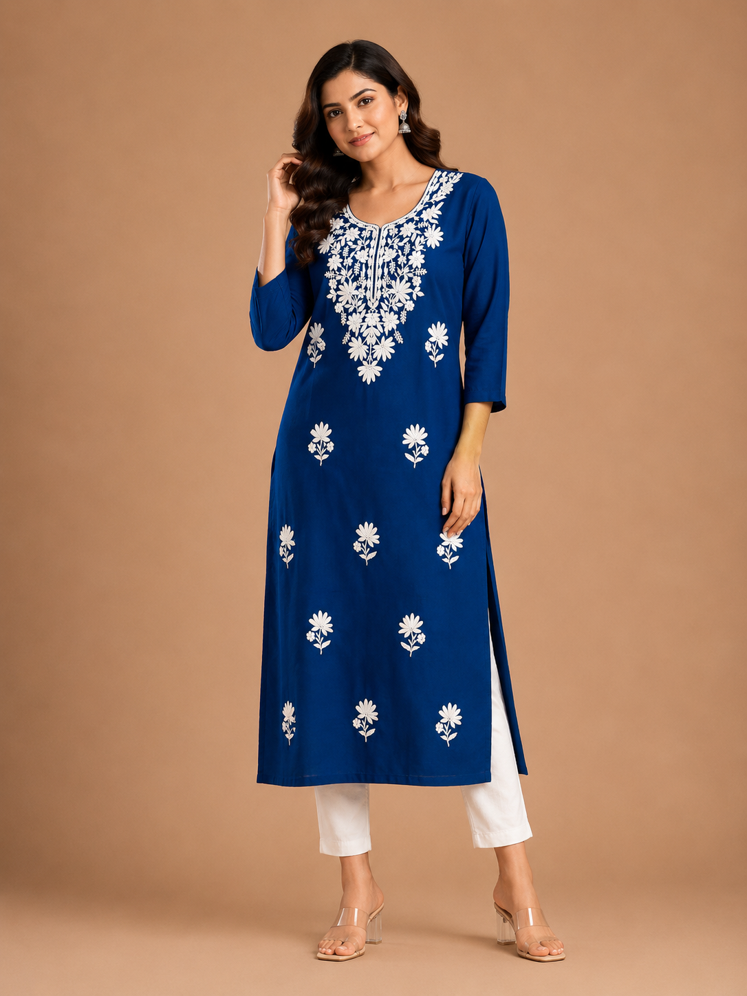 Women’s Mustard Yellow Floral Printed Straight Kurti