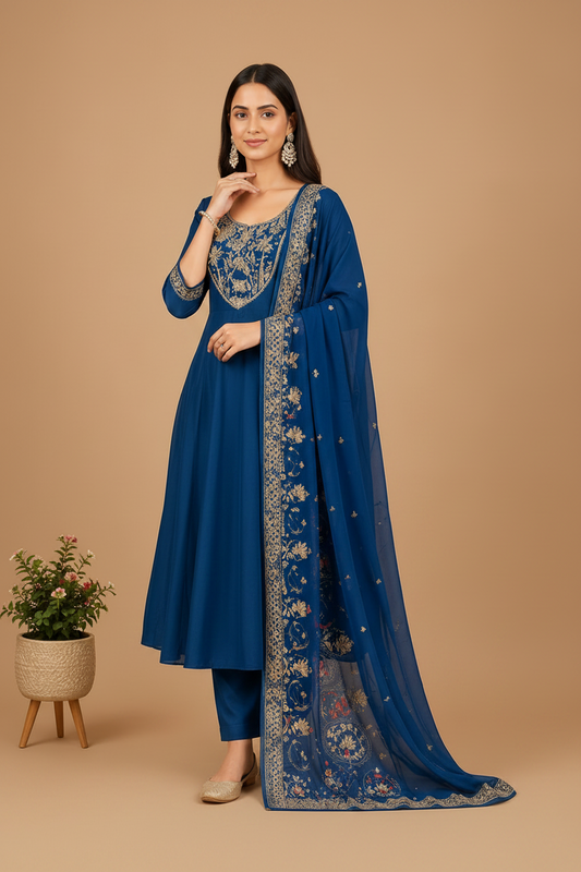 Elegant Embroidered Anarkali Suit Set with Dupatta for Women