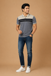 Men’s Olive Green Striped Polo T-Shirt