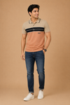 Men’s Olive Green Striped Polo T-Shirt