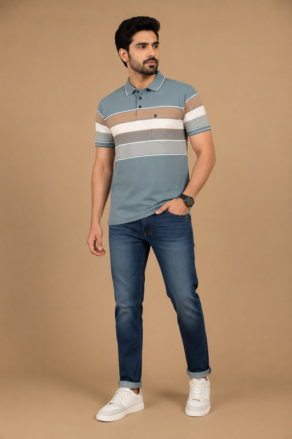 Men’s Striped Polo T-Shirt