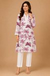Women’s Green Palm Print Co-Ord Set with White Pant