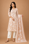 Women’s Grey Floral Printed Dupatta Bottom Set