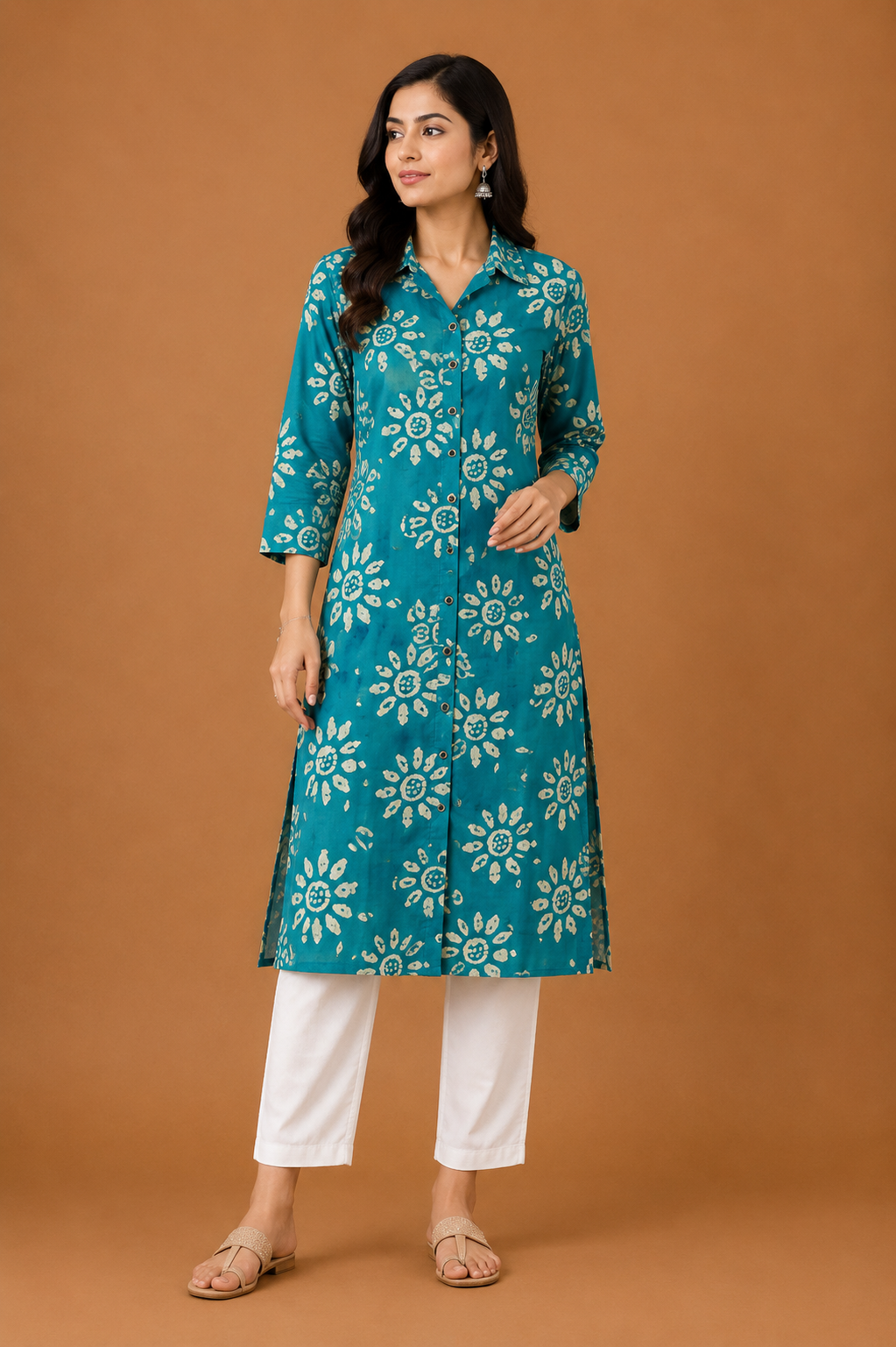 Women’s Rani Pink Printed Straight Kurti