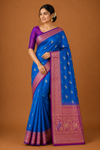 Women’s Green & Purple Banarasi Style Silk Saree