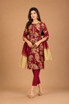 Women’s Black & Mustard Printed Kurta Dupatta Set