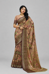 Floral Printed Saree with Geometric Border