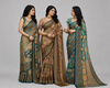 Floral Printed Saree with Geometric Border