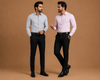 Men's Light Grey Self-Design Formal Shirt