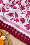 Title: Elegant White & Magenta Floral Print Saree