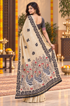 Title: Beige Crane Motif Designer Saree