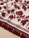 Title: Elegant Ivory & Maroon Floral Print Saree