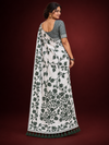 Title: Ivory White Botanical Print Saree
