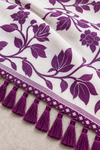Title: Ivory White Purple Floral Print Saree