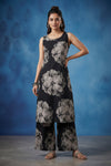 Indigo Blue Geometric Printed Sleeveless Kurta with Wide-Leg Palazzo Set