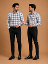 Men’s Premium White & Blue Checked Formal Shirt