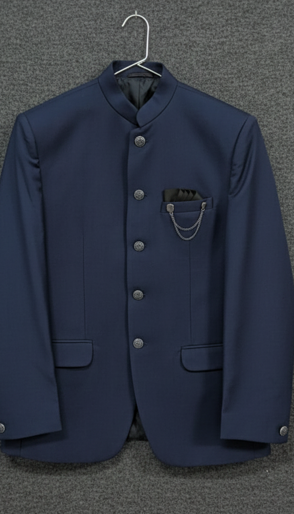 Regal Navy Blue Classic Bandhgala Blazer