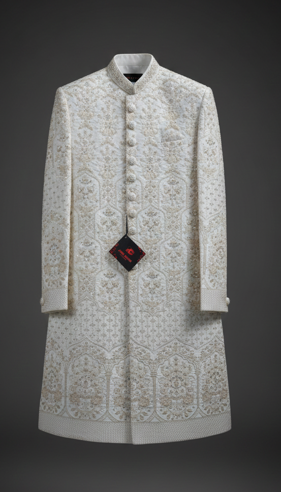 Men’s Ivory Royal Western Nawabi Sherwani