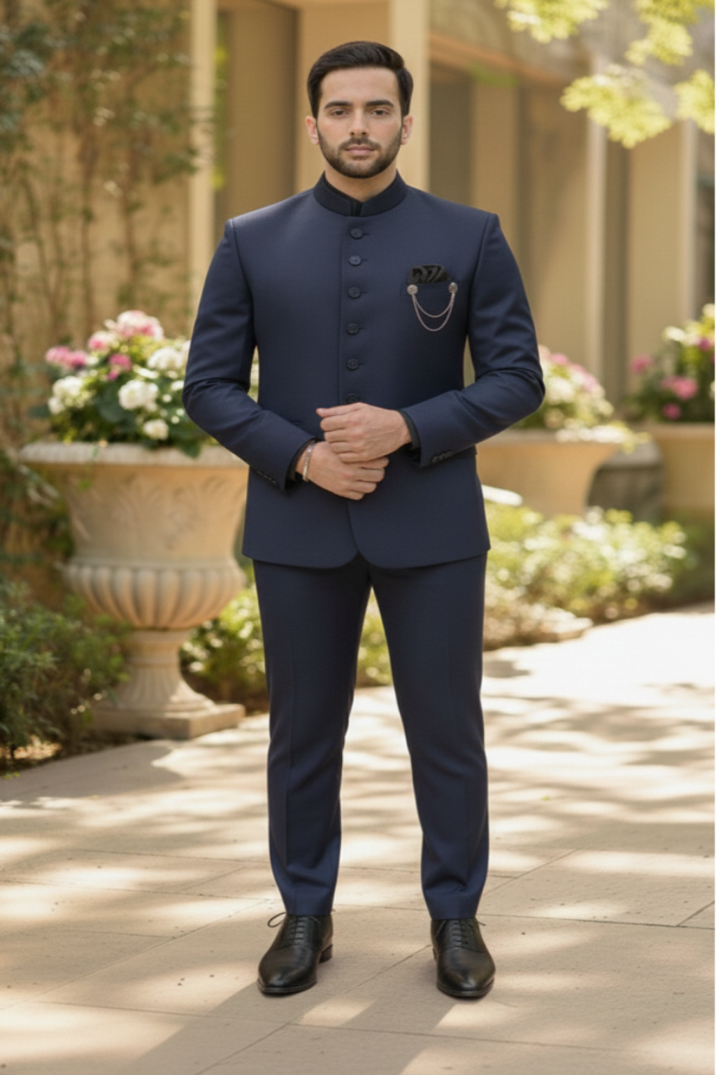 Regal Navy Blue Classic Bandhgala Blazer
