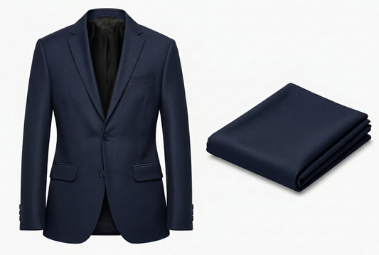 Men’s Navy Blue Formal Matty Blazer With Unstitched Pant Fabric Two-Piece Set
