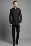 Stitched Designer Suit With Unstitched Pant Fabric – Jet Black