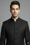 Stitched Designer Suit With Unstitched Pant Fabric – Jet Black