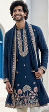 Midnight Blue Embroidered Salwar Kurta Set with Elegant Dupatta