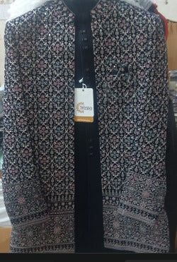 Premium Black Embroidered Indo Western for Men