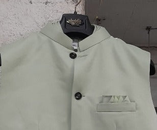 Mint Green Premium Nehru Jacket for Men | Elegant Ethnic Waistcoat